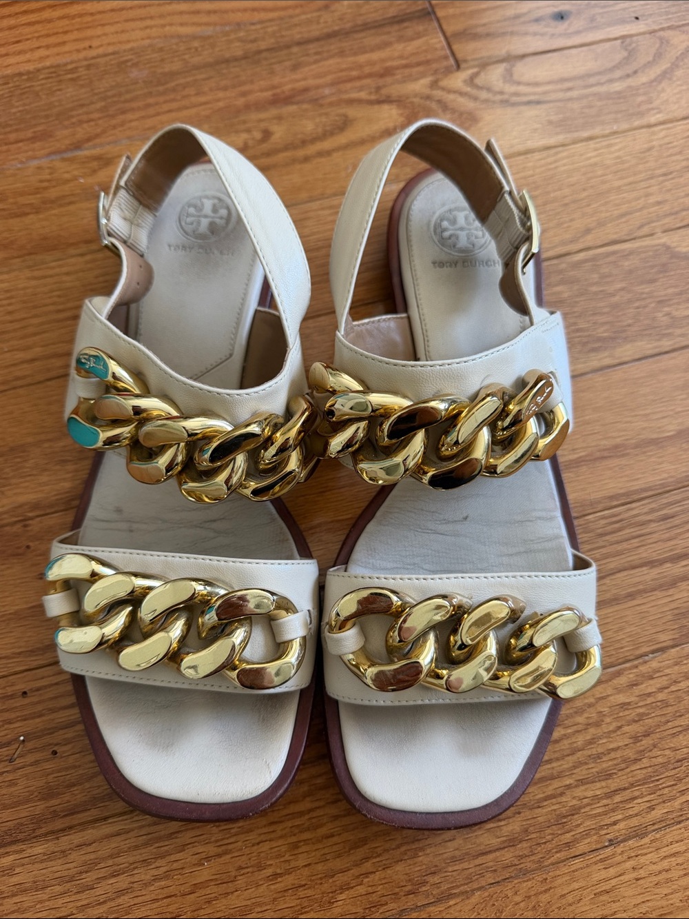 Tory Burch Leather Chain Strap Sandals